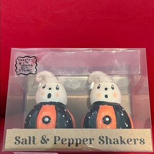 Ghostly Halloween Salt & Pepper Shakers - Orange and Black